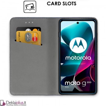 Telone atverčiamas dėklas - juodas (telefonams Motorola Moto G200 5G)